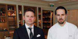 Oncore restaurant manager Michael Stoddart and head chef Alan Stuart at Crown Casino Sydney. 