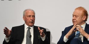 Paul Keating and Anthony Pratt at an Australian Financial Review event.