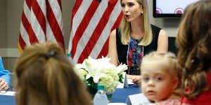 Trump's daughter Ivanka (top right),who has defended her father as respectful of women,speaks during a meeting with women members of Congress in Washington on Friday.