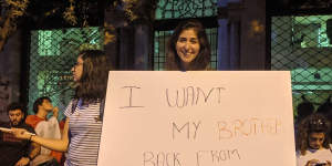 A young Lebanese protester highlights the country's brain drain due to absence of opportunities at home.