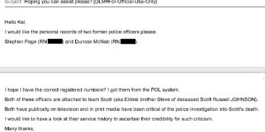 A 2017 police email tendered at the LGBTIQ hate crimes inquiry.
