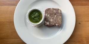 Pressed ox tongue and green sauce is the comfort food equivalent of hiking socks with ugg boots.
