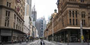 Sydney's George Street was almost empty in April 2020.