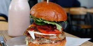 The big beef burger and chocolate milkshake. 