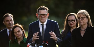 Planning Minister Lizzie Blandthorn (second left) with Premier Daniel Andrews this week.