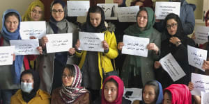 Afghan women during a protest in Kabul late last year.