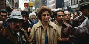 Juanita Catro joins an anti-Castro demonstration at the United Nations,1979.