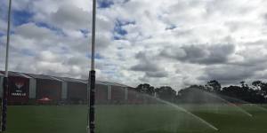 Essendon turned on the sprinklers at training to prepare for conditions in Adelaide on Sunday.