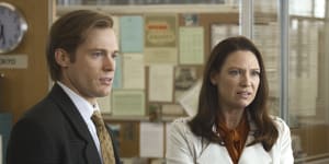 Sam Reid and Anna Torv as Dale Jennings and Helen Norville in The Newsreader. A third season is in development.