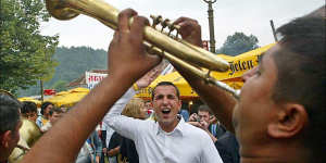Blow that horn! ... the bands aim to get revellers dancing.
