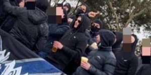 Original Style Melbourne fans at a Victory reserves match against Preston Lions in 2021.