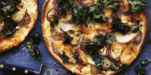 Mix up your pizza routine with potato and crispy kale.