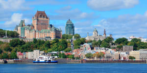 Quebec City skyline over the river.