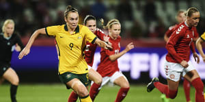 Caitlin Foord scored twice against Denmark in a memorable Matildas comeback last October.