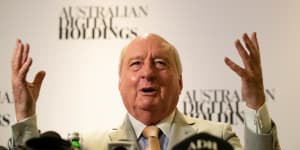 Alan Jones at a press conference in 2021 announcing a new online venture.