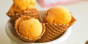 Three-ingredient mango sorbet.