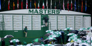 Koepka takes charge,Australians fade as wet weather halts play at The Masters