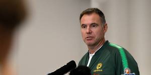 Matildas coach Ante Milicic speaks to the media during a press conference in Sydney on January 21.
