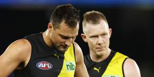 Toby Nankervis and jack Riewoldt after the loss to North Melbourne.