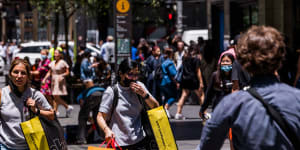 Shoppers in Sydney’s CBD last week when COVID-19 restrictions were relaxed.