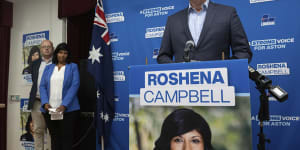 Opposition Leader Peter Dutton speaks on Saturday night following Aston candidate Roshena Campbell’s loss.