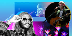 Clockwise from left:Thundercat performs at Rising;the Melbourne International Film Festival;Paul Kelly;and the Lightscape festival.