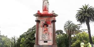 Melbourne’s Queen Victoria Memorial was also vandalised on the eve of Australia Day.