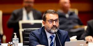 Former School Infrastructure NSW chief executive Anthony Manning during a parliamentary inquiry in 2022.