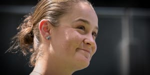 Barty at the press conference announcing her retirement.