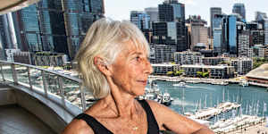 Darling Harbour resident Dawn Veloskey who is among locals who aren’t happy about plans by wedding operator Doltone House to open a function centre at the new Harbourside development.