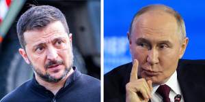 Ukrainian President Volodymyr Zelensky and Russian President Vladimir Putin.