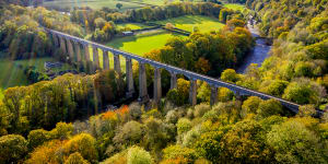 The Pontcysyllte Aqueduct is part of a UNESCO World Heritage site straddling the border of Wales and England.