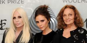 Donatella Versace,Victoria Beckham and Diane von Furstenberg at the International Woolmark Prize,London,2013.