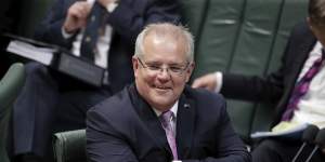Prime Minister Scott Morrison during Question Time at Parliament House in Canberra on Tuesday 26 November 2019.