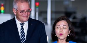 Gladys Liu with Scott Morrison during the federal election campaign. 
