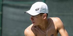The “109” tattoo on de Minaur’s chest marks him as the 109th player to represent Australia at the Davis Cup.