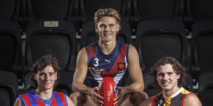 (from left) Elijah Tsatas,Will Ashcroft and Mitch Szybowski are all set to join AFL clubs in the upcoming draft.