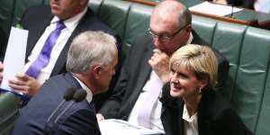 Prime Minister Malcolm Turnbull and Foreign Affairs Minister Julie Bishop during question time on Tuesday.