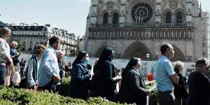 Notre Dame Cathedral in Paris at Easter in 2022.