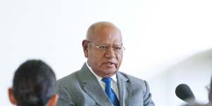 John Momis,president of the autonomous government of Bougainville,during a speech in Canberra.