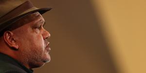 Noel Pearson delivers a speech calling for constitutional change at the National Museum of Australia in 2021.