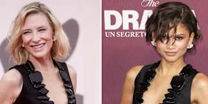 Zendaya in the same Giorgio Armani gown first worn by Cate Blanchett in 2022.