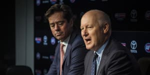 AFL chief executive officer Gillon McLachlan and chairman Richard Goyder. 