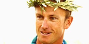 Australian silver medallist Nathan Baggaley at the 2004 Athens Olympics.