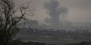 Smoke rises following an Israeli bombardment in the Gaza Strip.