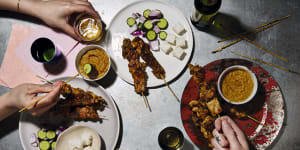 Skewers of chicken satay are a perennial crowd pleaser.