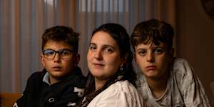 Sylvia,with her sons,Nicholas,9,and Michael,11,has noticed their asthma has worsened since moving to Melbourne’s inner-west.