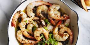 Prawns with capers,garlic and butter.