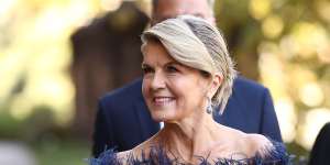 Former foreign minister Julie Bishop attends the state funeral for Carla Zampatti.