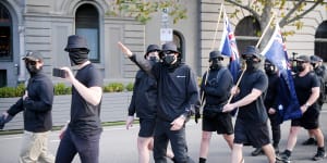 Neo-Nazis in Melbourne last Saturday.